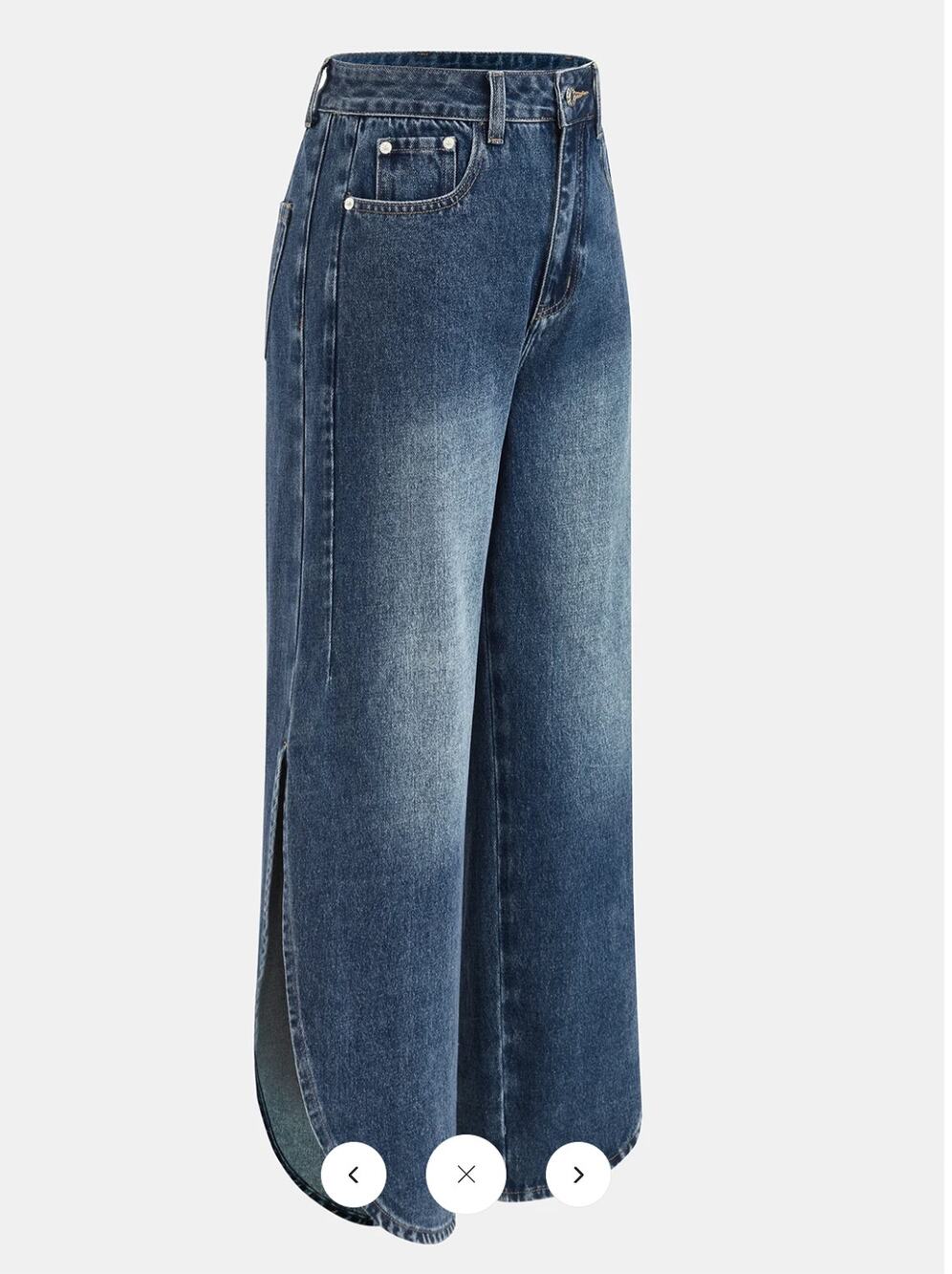 NWT Commense Side Slit Mid-Waist Wide-Leg Jeans Sz XS